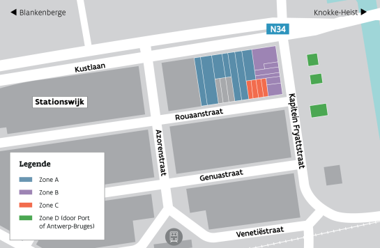 Situeringskaart sloopwerken Stationswijk Zeebrugge